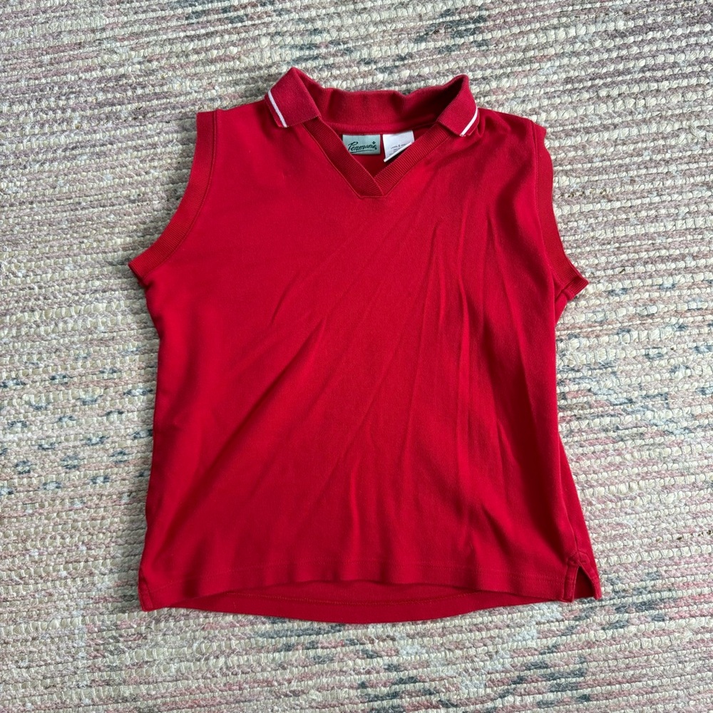 Vintage Red Sleeveless Polo